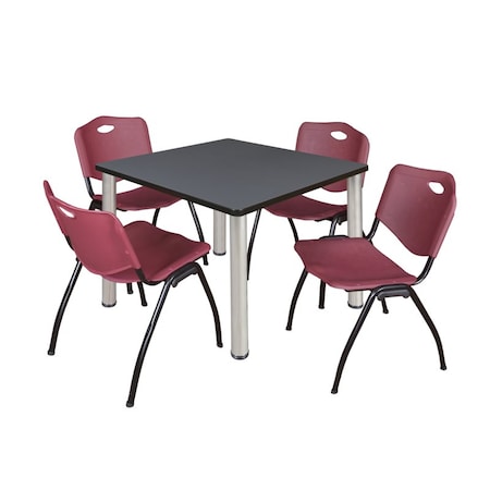 Kee Kee Square Table & Chair Set, Wood, Metal, Plastic Top, Grey TB3636GYBPCM47BY